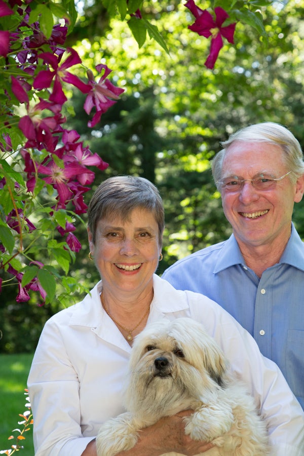 Janice and Larry Bruton with Scotti at their home in Portland.