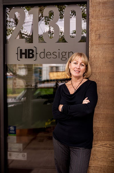 Noma Hanlon of HB Design stands outside her Portland, Oregon headquarters. 