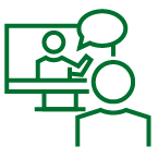 Green icon with monitor and person