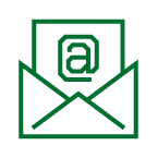 Green email icon with at symbil