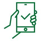 Green hand holding phone icon