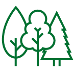 Three green tree icons