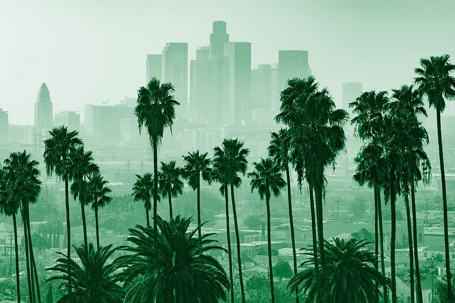 Monochrome photo of Los Angeles. 