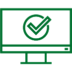 Green computer with checkmark