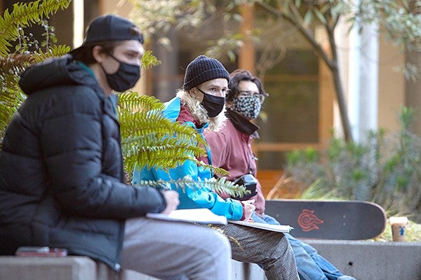 students in class outside