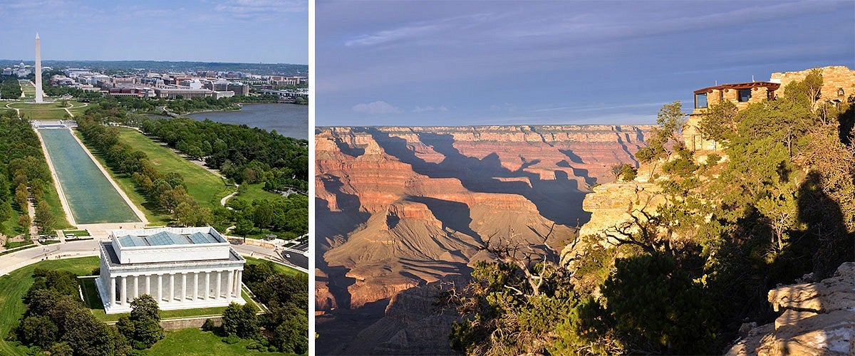 Photo of National Mall in D.C. and Grand Canyon