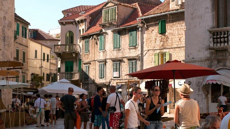 Croatia Field School courtyard with stone buildings