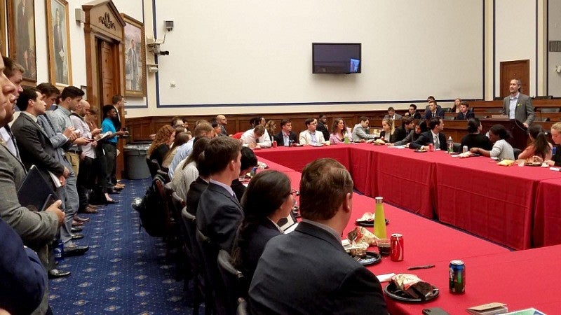 Nico Larco in Washington at Capitol Hill briefing