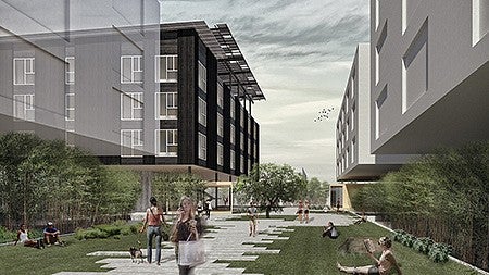 Fabricating Wellness: rendering of courtyard