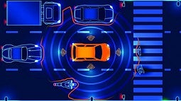 rendering showing car sensors