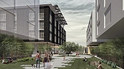 Fabricating Wellness: rendering of courtyard