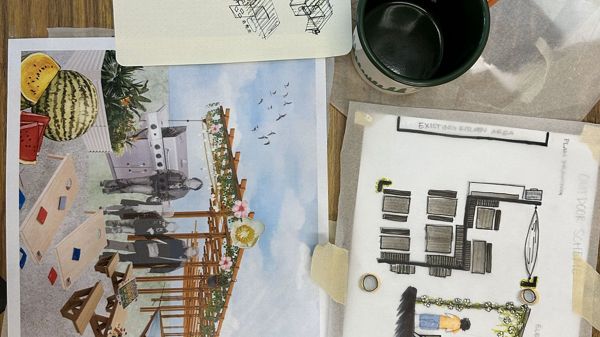Photograph of a drawing from the second day,. 