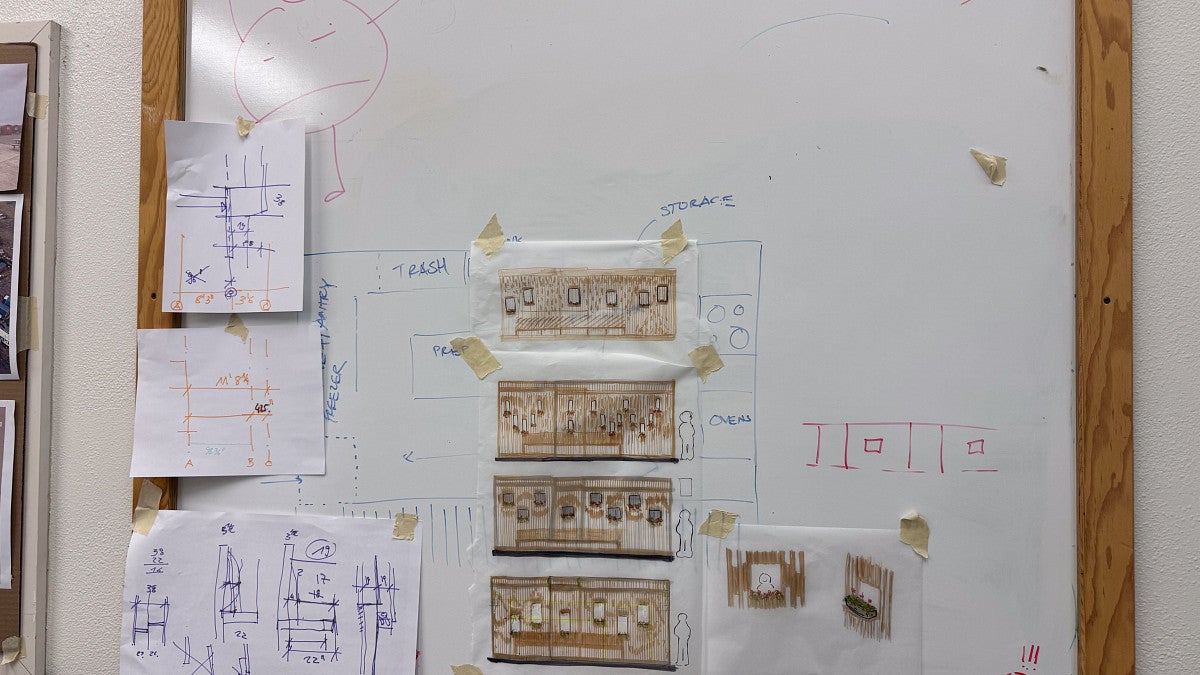 Drawings on another board. 