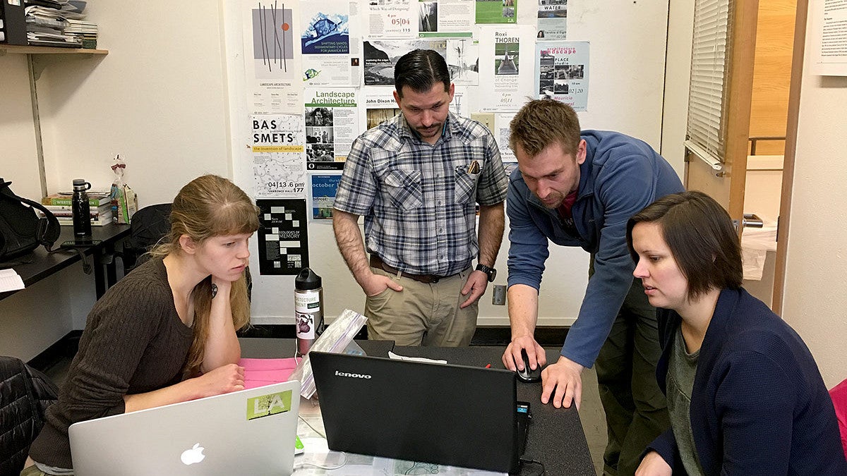 students working at a table