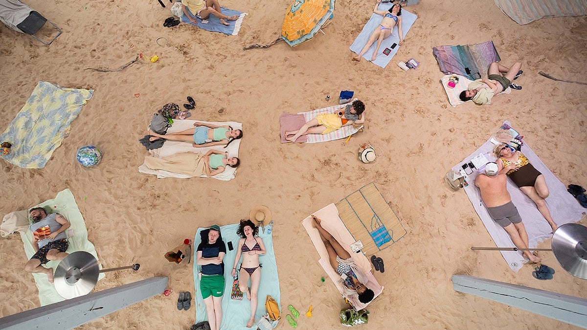 People laying on the beach