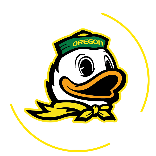 Duck Logo. Circle around it reading " Oregon Design Ducks"