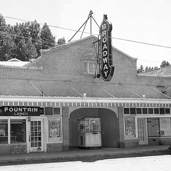 A historic image of the Broadway Theater in Malin, southeast of Klamath Falls.