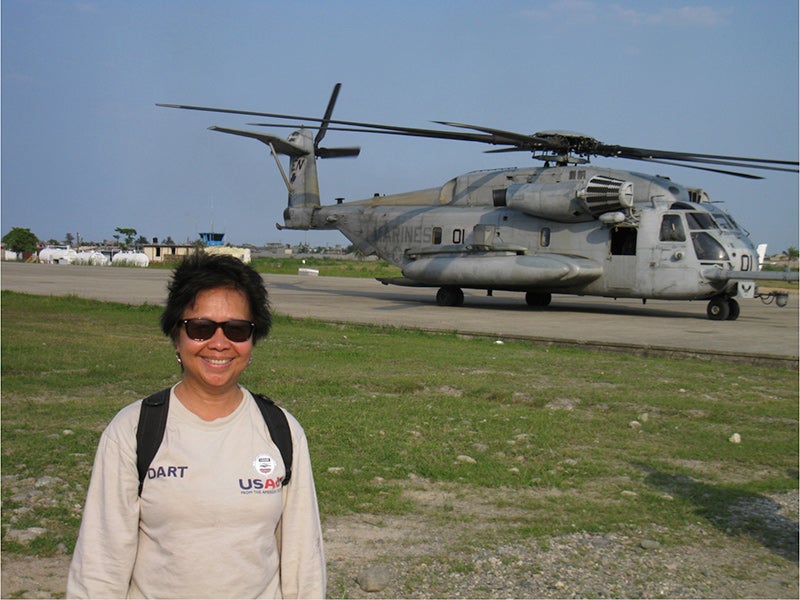 Rogers waits to board a helicopter in Cap-Haïtien in Haiti, in 2010.