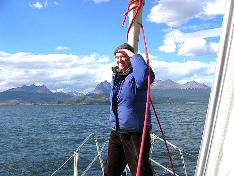 Jay Lindsay sails in the Beagle Channel along the southernmost tip of Argentina.