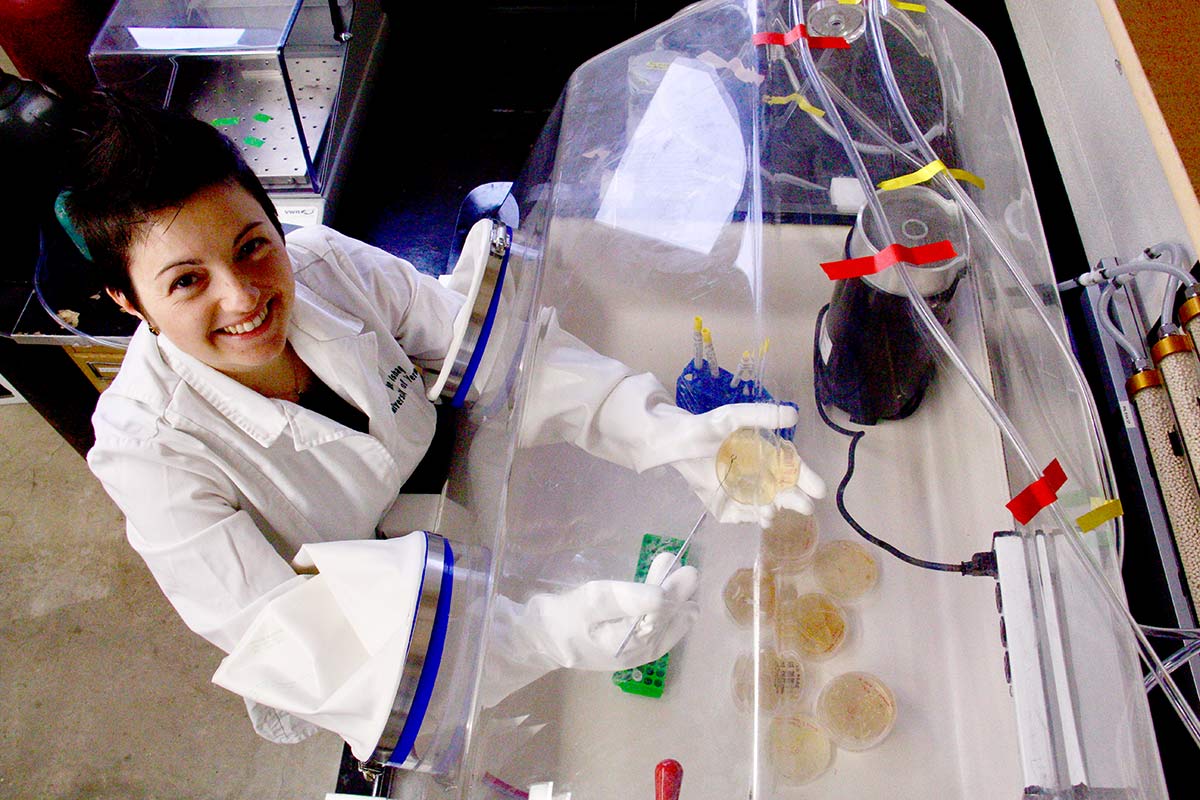 Sue Ishaq in the lab