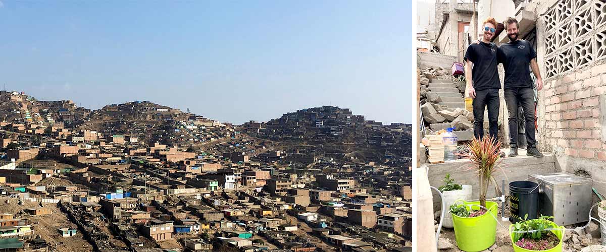 peru city scape and two men standing