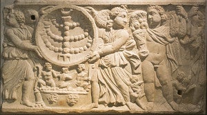 Menorah on Sarcophagus from Rome