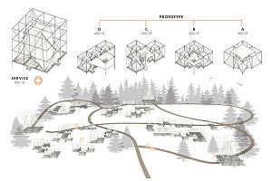 Giang Phung's adaptive refugee housing concept from Earl Mark's studio class.