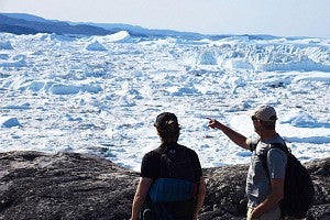 people looking at glacier