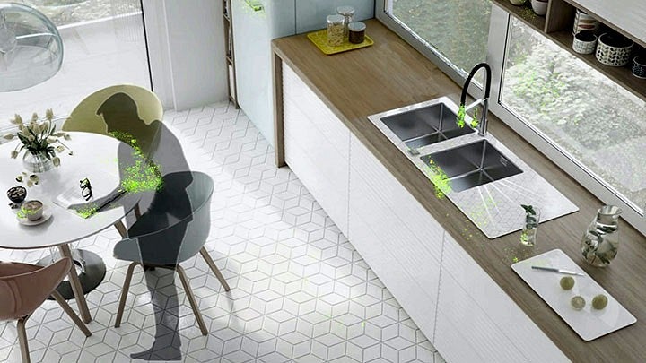 illustration of virus in kitchen