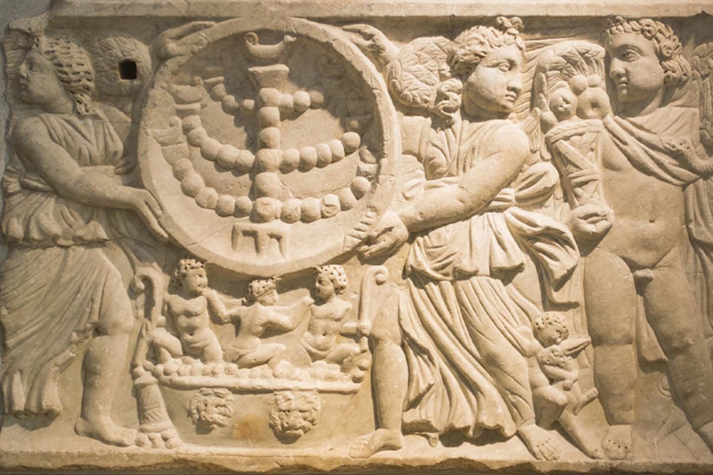 Menorah on Sarcophagus from Rome