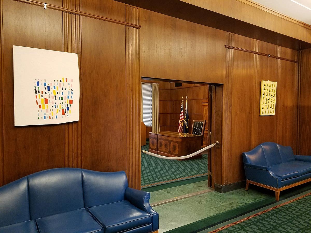 Artwork by Amanda Wojick hangs in the Oregon Governor's Office.