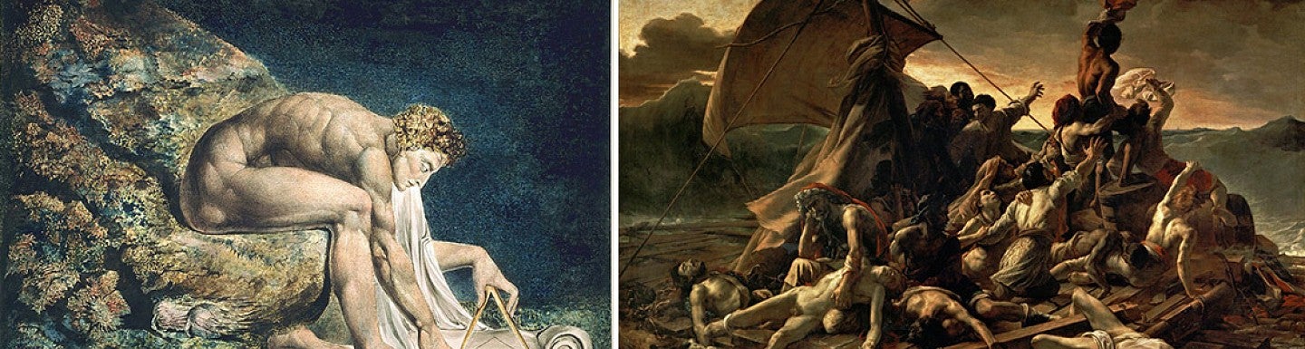 Romanticist paintings Newton and the Raft of the Medusa