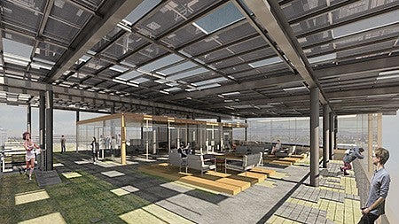 Fabricating Wellness: rendering of rooftop lounge