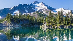 Photo of a snowcapped mountain. 