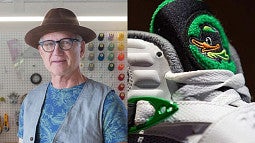 Tinker Hatfield and Black Duck logo on the tongue of a Jordan sneaker