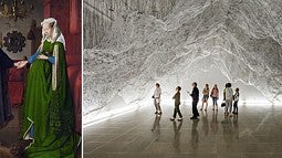 A painting and a photograph of an art installation