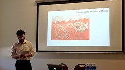 Jacob Armas presents at the Undergraduate Symposium in 2018
