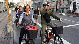 photo of students biking in Europe