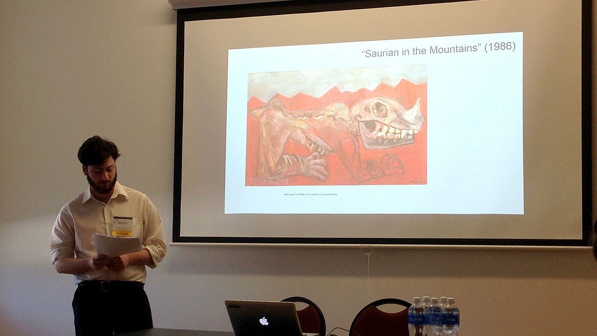 Jacob Armas presents at the Undegraduate Symposium in 2018