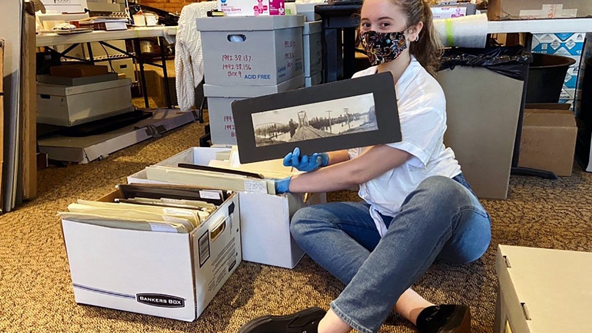 A photo of Morning Glory Ritchie interning at the Springfield History Museum