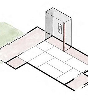 The intimate scale, a sketch of an interior ryokan. 